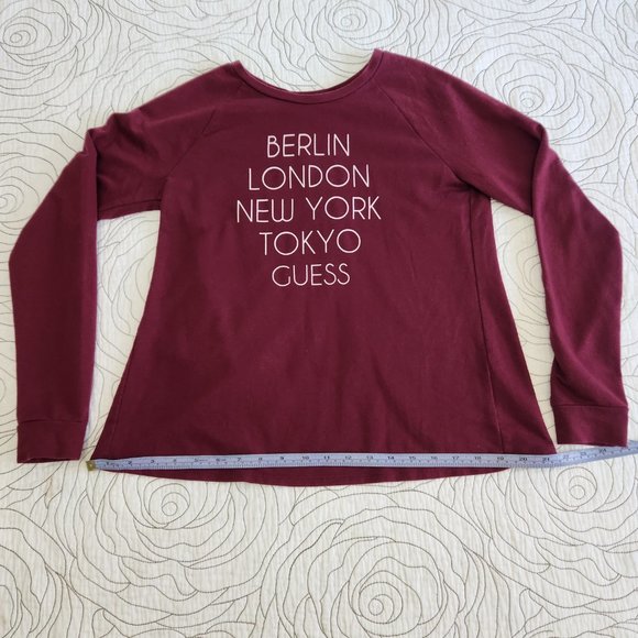 GUESS [XS] Burgundy Long Sleeved Crew Neck Open Back Guess Sweater - Picture 5 of 8